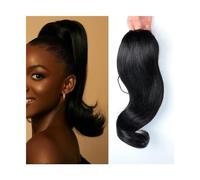 Coda Capelli Estensione della coda di cavallo dritta con coulisse for le donne Coda che deforma Coda di cavallo Capelli Extainson Capelli umani neri brasiliani naturali Coda di cavallo Pezzi di capell