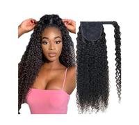 Coda Capelli Estensioni dei capelli umani Coda di cavallo riccia crespa Avvolgente Estensione della coda di cavallo lunga Clip di colore naturale nelle estensioni dei capelli Remy for donna nera Esten