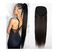 Coda Capelli Estensioni della coda di cavallo con coulisse for capelli lisci da 8-24 pollici Colore nero naturale for le donne Clip nelle estensioni dei capelli a coda di cavallo Estensione dei capell
