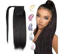 Coda Capelli Estensioni della coda di cavallo dei capelli umani Remy Estensioni dei capelli della coda di cavallo umana Avvolgere i capelli Pasta magica Coda di cavallo morbida e dritta invisibile Est