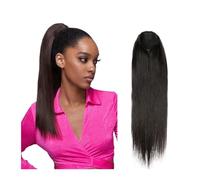 Coda Capelli Estensioni della coda di cavallo diritte dei capelli umani con coulisse nera naturale Estensione dei capelli umani for le donne 100-130 g/pz Estensioni coda di cavallo(16inch 100g)