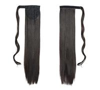 Coda Capelli Estensioni sintetiche for capelli lisci a coda di cavallo da 22 pollici Capelli resistenti al calore Avvolgere intorno al parrucchino di pony for l'uso quotidiano delle donne Estensioni c