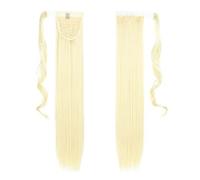 Coda Capelli Estensioni sintetiche for capelli lisci a coda di cavallo da 22 pollici Capelli resistenti al calore Avvolgere intorno al parrucchino di pony for l'uso quotidiano delle donne Estensioni c