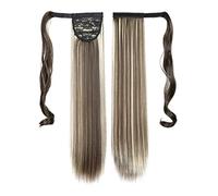 Coda Capelli Estensioni sintetiche for capelli lisci a coda di cavallo da 22 pollici Capelli resistenti al calore Avvolgere intorno al parrucchino di pony for l'uso quotidiano delle donne Estensioni c