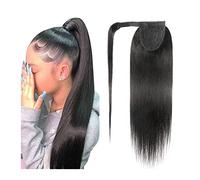 Coda Capelli Extension Estensione della coda di cavallo con pasta magica da 10-30 pollici for le donne Avvolgimento dritto intorno all'estensione della coda di cavallo Clip di capelli umani Remy brasi