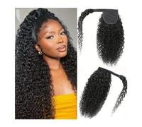 Coda Capelli Intorno alla clip nelle estensioni della coda di cavallo for le donne Kinky Culry Coda di cavallo Estensioni dei capelli umani Avvolgere la coda di cavallo con pasta magica da 10-30 polli