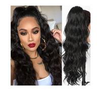 Coda Capelli Onda del corpo for donna Coda di cavallo ondulata lunga Clip con coulisse for capelli umani nel parrucchino Estensione dell'onda nera Coda di cavallo afroamericana Estensioni coda di cava