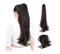 Coda Capelli Parrucca con coulisse Coda di cavallo Ricciolo Micro-ricci Parrucca lunga riccia sintetica Estensione dei capelli Coda di cavallo for le donne Coda di cavallo naturale Nera Estensioni cod