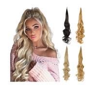 Coda Capelli Parrucca flessibile avvolgente attorno ai capelli Coda di cavallo a strati Coda finta Estensioni sintetiche della coda di cavallo Parrucchino riccio naturale for le donne Estensioni coda
