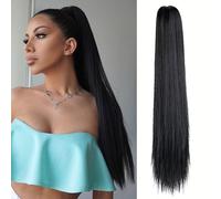 Coda Capelli Parrucchino sintetico resistente al calore for donne Capelli sintetici dall'aspetto naturale Estensioni dei capelli lunghi dritti con clip ad artiglio Coda di cavallo Estensioni coda di c