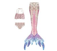Coda Colorata Ragazza con Bikini Cosplay Costume da Bagno per Bambini, Costume da Bagno Estivo Tre Pezzi per Regalo di Compleanno Ragazza Sirene Bikini Bambina