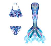 Coda Colorata Ragazza con Bikini Cosplay Costume da Bagno per Bambini Costume da Bagno Estivo Tre Pezzi per Regalo di Compleanno Ragazza Sirene Bikini Bambina per 4-13 Anni