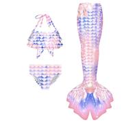 Coda Colorata Ragazza con Bikini Cosplay Costume da Bagno per Bambini Costume da Bagno Estivo Tre Pezzi per Regalo di Compleanno Ragazza Sirene Bikini Bambina per 4-13 Anni