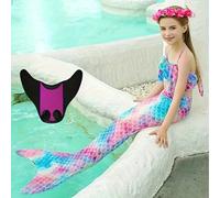 Coda da sirena, pinne per sport acquatici per nuoto e snorkeling, adatte per adolescenti, elementi essenziali da spiaggia, accessori da spiaggia, galleggiante da piscina nero,blu,Rosa rossa,Versione p