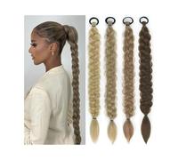 Coda di cavallo 24" Long Twist Braid Ponytail Extension with Hair Tie Straight Extensions Synthetic Piece for Women Acconciatura(27)