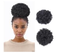 Coda di cavallo afro con coulisse con due clip, per donne nere, sintetiche, ricce, extension per chignon, extension per capelli (L, 1B#)