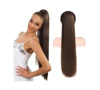 Coda di Cavallo Clip for coda di cavallo con coulisse nelle estensioni dei capelli # 2 Marrone scuro 10-26 pollici Lungo rettilineo Capelli vergini brasiliani Coda di cavallo Estensioni dei capelli um