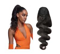 Coda di cavallo, Coda di cavallo con capelli umani Remy brasiliani - Extension con clip Body Wave nere Estensione coda di cavallo(18inch 120g)