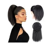 Coda di cavallo, Coda di cavallo dritta con coulisse da 10" - Parrucca sintetica for donna Estensione coda di cavallo(Dark black)