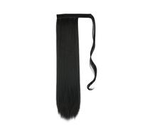 Coda di cavallo Coda di cavallo lunga e liscia sopra la testa 32 pollici Clip estensione sintetica for capelli coda in parrucca finta Parrucchino avvolgente Codino Acconciatura(Nero,32inches)