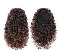 Coda di cavallo, Coda di cavallo riccia e crespa da 14" for donna, parrucca afro sintetica Estensione coda di cavallo(Dark brown+light brown)