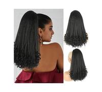 Coda di cavallo Coda di cavallo Yaki con coulisse e riccioli finali, extension for capelli sintetici resistenti al calore da 16 pollici, for donne Acconciatura(1B)