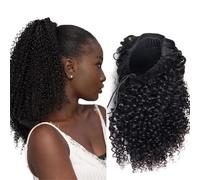 Coda di Cavallo con Coulisse per Donne Nere Coda di Cavallo Riccia Kinky Extension di Capelli Umani Capelli Umani Brasiliani Remy Coda di Cavallo Nero Naturale,20inch