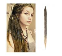 Coda di cavallo Dreadlocks fatti a mano da 36 pollici, 5 ciocche di capelli all'uncinetto, trecce ad anello, estensioni for dreadlock for donne(Black Mixed Dark Blonde)