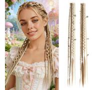 Coda Di Cavallo Elastica Del Terrore, Coda Di Cavallo Intrecciata Elastica In 2 Pezzi, Facile Da Gestire For Giochi Di Ruolo E Styling Quotidiano(Platinum Blonde,20 Inch)