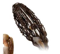 Coda Di Cavallo Elastica Del Terrore, Coda Di Cavallo Lunga Di Dreadlock Intrecciata A Mano Naturale Con Dettagli Di Conchiglia E Fascino, Design Comodo Ed Elastico(Black)