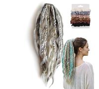 Coda Di Cavallo Elastica Del Terrore, Estensione Coda Di Cavallo Intrecciata Boho Da 26 Cm Con Ciondoli Perline, Design Portatile E Stabile For Viaggi Di Vacanza(E1)