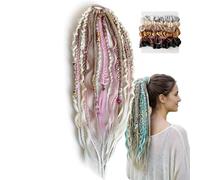 Coda Di Cavallo Elastica Del Terrore, Estensione Coda Di Cavallo Intrecciata Boho Da 26 Cm Con Ciondoli Perline, Design Portatile E Stabile For Viaggi Di Vacanza(F1)