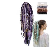Coda Di Cavallo Elastica Del Terrore, Estensione Dei Capelli Boho Dreadlock Con Perline E Conchiglia, Leggera E Naturale For Festival Musicali, Viaggi O Gite Nel Tempo Libero(A8)