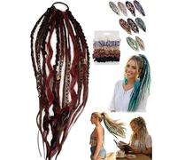 Coda Di Cavallo Elastica Del Terrore, Estensione Dei Capelli Boho Dreadlock Con Perline E Dettagli Di Fascino, Coda Di Cavallo Del Terrore Intrecciata A Mano Naturale(#09)