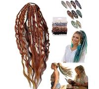 Coda Di Cavallo Elastica Del Terrore, Estensione Dei Capelli Boho Dreadlock Con Perline E Dettagli Di Fascino, Coda Di Cavallo Del Terrore Intrecciata A Mano Naturale(#07)