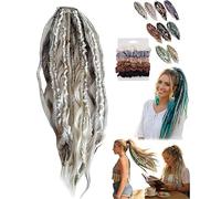 Coda Di Cavallo Elastica Del Terrore, Estensione Dei Capelli Boho Dreadlock Con Perline E Dettagli Di Fascino, Coda Di Cavallo Del Terrore Intrecciata A Mano Naturale(#05)