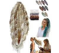 Coda Di Cavallo Elastica Del Terrore, Estensione Dei Capelli Boho Dreadlock Con Perline E Dettagli Di Fascino, Coda Di Cavallo Del Terrore Intrecciata A Mano Naturale(#02)