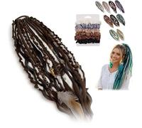 Coda Di Cavallo Elastica Del Terrore, Estensione Dei Capelli Boho Dreadlock Con Perline, Installazione In Un Minuto Capelli Boho Con Perline E Ciondoli For Il Festival(03)