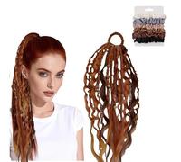 Coda Di Cavallo Elastica Del Terrore, Estensione Della Coda Di Cavallo Intrecciata Boho Con Perline E Dettagli Di Fascino, Soffice E Naturale For L'uso Quotidiano(Red-brown)