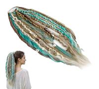 Coda di cavallo elastica del terrore, estensione istantanea dei capelli Dreadlock Boho con perline e ciondoli, facile attacco coda di cavallo con clip in 1 minuto per festival, viaggi (E#)