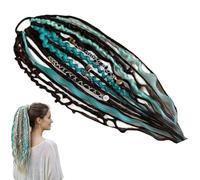 Coda di cavallo elastica del terrore, estensione istantanea dei capelli Dreadlock Boho con perline e ciondoli, facile attacco coda di cavallo con clip in 1 minuto per festival, viaggi (F#)