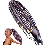 Coda di cavallo elastica dread con nastro di legatura, boho treccia a mano, extension dreadlock con perline e ciondoli, accessori per trecce, per una coda di cavallo in solo un minuto (H)