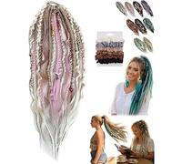 Coda Di Cavallo Elastica Dread, Estensione Dei Capelli Boho Dreadlock Con Perline, Coda Di Cavallo Lunga Dreadlock Intrecciata A Mano Naturale For Festival E Viaggi(#05)