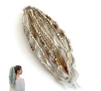 Coda di cavallo elastica per dreadlock, extension per capelli boho con perline, conchiglie e ciondoli, facile da applicare in un minuto, leggera e naturale per festival (02#)