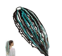Coda di cavallo elastica per dreadlock, extension per capelli boho con perline, conchiglie e ciondoli, facile da applicare in un minuto, leggera e naturale per festival (08#)