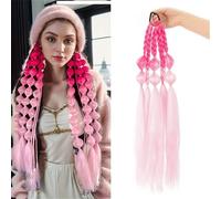 Coda di cavallo, Estensione sintetica dei capelli coda di cavallo a bolle di lanterna Coda di cavallo a bolle sfumate da 20 pollici fascia elastica intrecciata a treccia da donna Estensione coda di ca