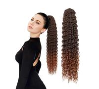 coda di cavallo estensioni dei capelli 60cm lunga onda riccia parrucca sintetica 24 pollici Ombre parrucche rame marrone