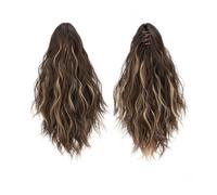 Coda di Cavallo Extension 13 Inch Ponytail Extension Claw Clip in Fluffy Synthetic Curly Wavy Pony Tail Hairpiece for Women ponytail extension(Brown golden blonde)