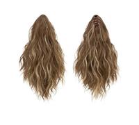 Coda di Cavallo Extension 13 Inch Ponytail Extension Claw Clip in Fluffy Synthetic Curly Wavy Pony Tail Hairpiece for Women ponytail extension(Brunette Ash Blonde)