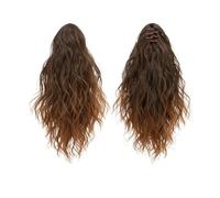 Coda di Cavallo Extension 13 Inch Ponytail Extension Claw Clip in Fluffy Synthetic Curly Wavy Pony Tail Hairpiece for Women ponytail extension(Brown and Light Auburn Tips)